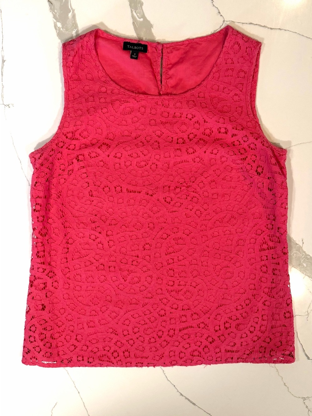 Talbots Lace Overlay Tank Top - Pink